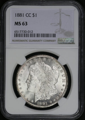 Obverse of this 1881-CC Morgan Dollar NGC MS-63
