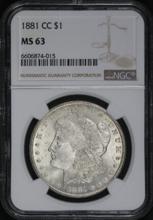 Obverse of this 1881-CC Morgan Dollar NGC MS-63