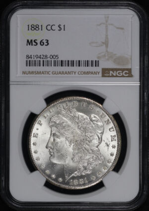 Obverse of this 1881-CC Morgan Dollar NGC MS-63
