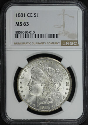 Obverse of this 1881-CC Morgan Dollar NGC MS-63