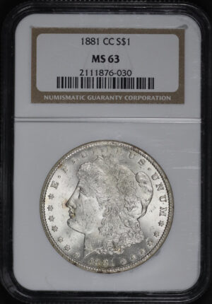 Obverse of this 1881-CC Morgan Dollar NGC MS-63