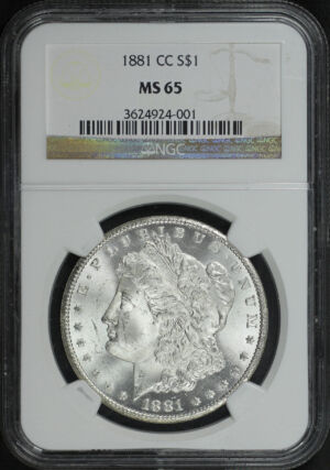 Obverse of this 1881-CC Morgan Dollar NGC MS-65