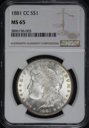Obverse of this 1881-CC Morgan Dollar NGC MS-65