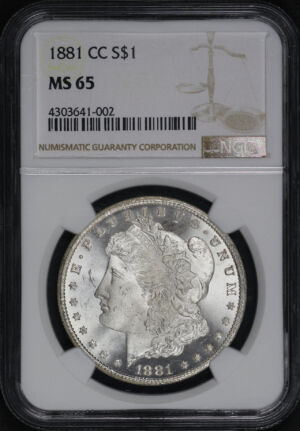 Obverse of this 1881-CC Morgan Dollar NGC MS-65