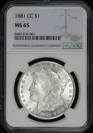 Obverse of this 1881-CC Morgan Dollar NGC MS-65