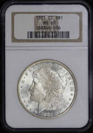 Obverse of this 1881-CC Morgan Dollar NGC MS-65