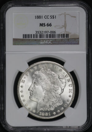 Obverse of this 1881-CC Morgan Dollar NGC MS-66