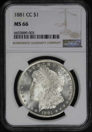 Obverse of this 1881-CC Morgan Dollar NGC MS-66