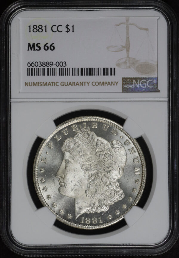 Obverse of this 1881-CC Morgan Dollar NGC MS-66
