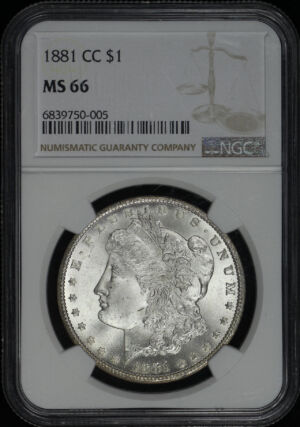 Obverse of this 1881-CC Morgan Dollar NGC MS-66