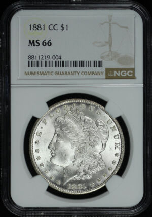 Obverse of this 1881-CC Morgan Dollar NGC MS-66