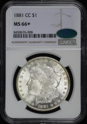 Obverse of this 1881-CC Morgan Dollar NGC MS-66+ CAC