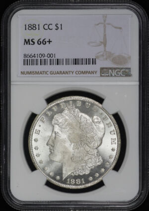 Obverse of this 1881-CC Morgan Dollar NGC MS-66+