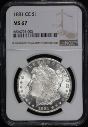 Obverse of this 1881-CC Morgan Dollar NGC MS-67
