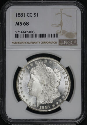 Obverse of this 1881-CC Morgan Dollar NGC MS-68