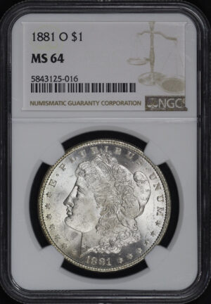 Obverse of this 1881-O Morgan Dollar NGC MS-64