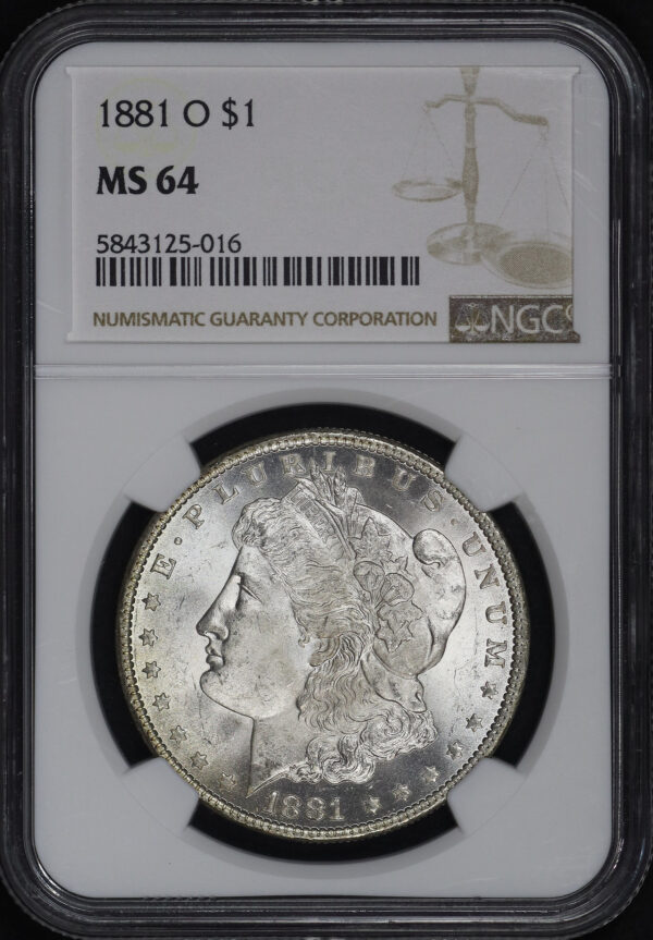 Obverse of this 1881-O Morgan Dollar NGC MS-64