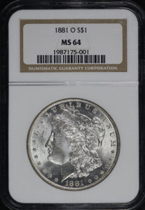 Obverse of this 1881-O Morgan Dollar NGC MS-64