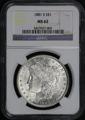 Obverse of this 1881-S Morgan Dollar NGC MS-62