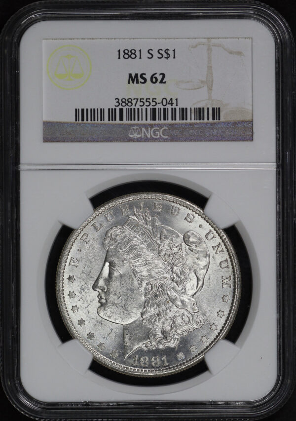 Obverse of this 1881-S Morgan Dollar NGC MS-62