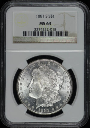 Obverse of this 1881-S Morgan Dollar NGC MS-63