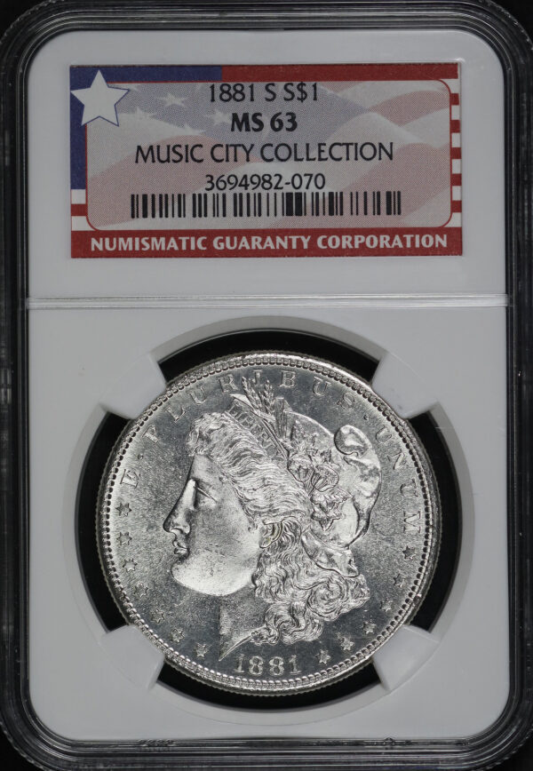 Obverse of this 1881-S Morgan Dollar NGC MS-63 MUSIC CITY COLLECTION