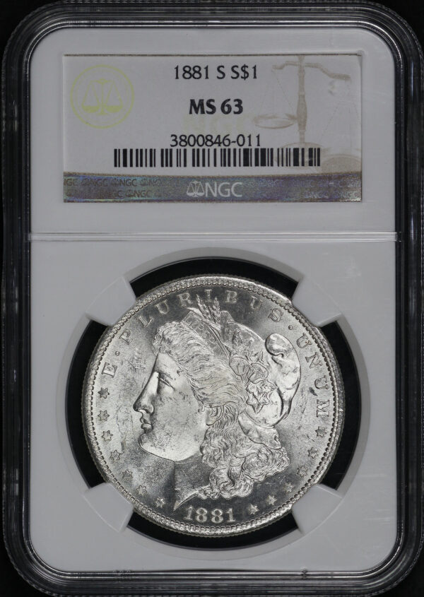 Obverse of this 1881-S Morgan Dollar NGC MS-63
