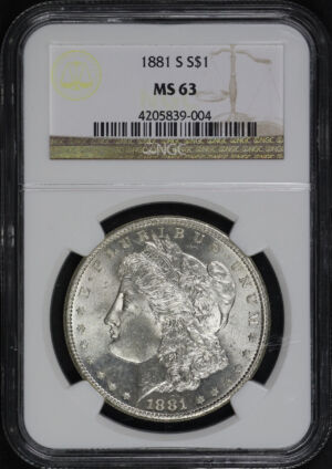 Obverse of this 1881-S Morgan Dollar NGC MS-63
