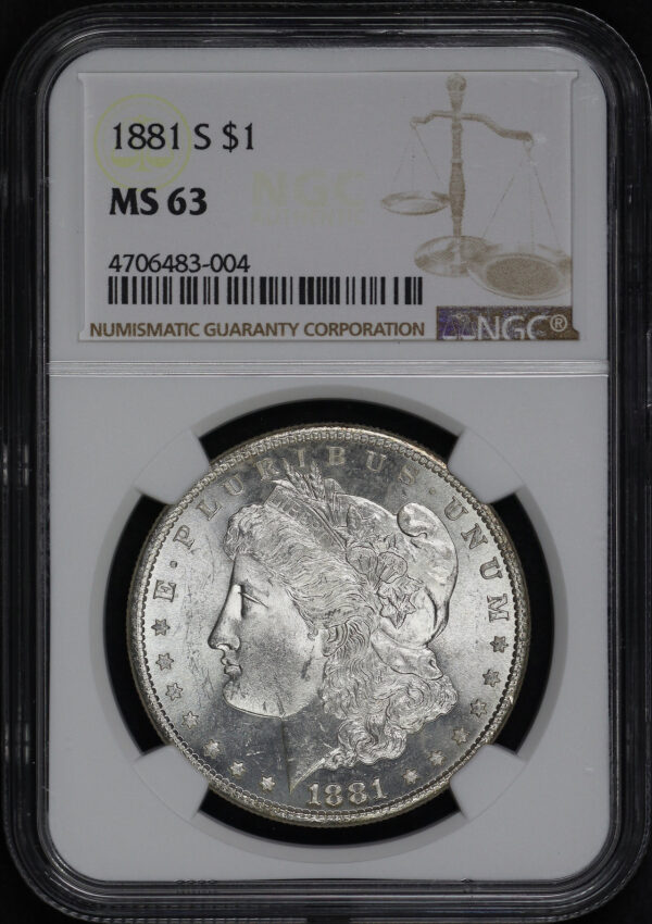 Obverse of this 1881-S Morgan Dollar NGC MS-63