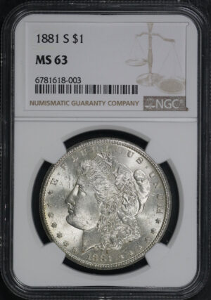 Obverse of this 1881-S Morgan Dollar NGC MS-63
