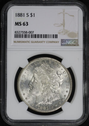 Obverse of this 1881-S Morgan Dollar NGC MS-63