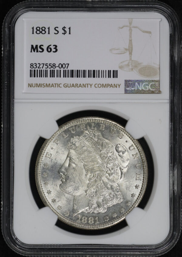 Obverse of this 1881-S Morgan Dollar NGC MS-63