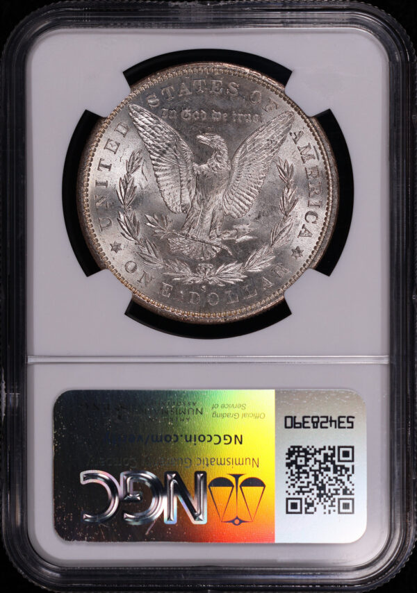 Reverse of this 1881-S Morgan Dollar NGC MS-63 – Rainbow Obverse End of Roll Toning