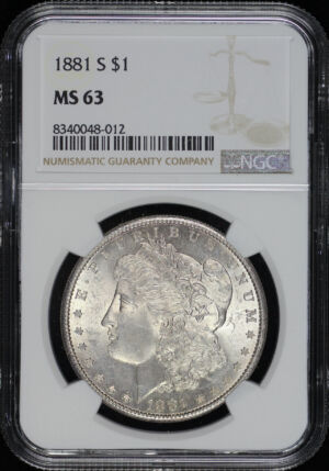 Obverse of this 1881-S Morgan Dollar NGC MS-63