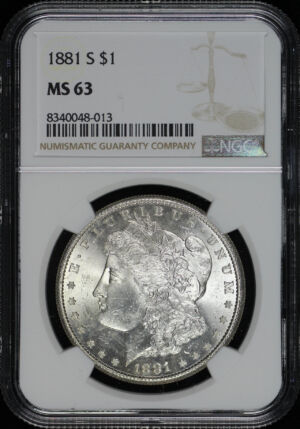 Obverse of this 1881-S Morgan Dollar NGC MS-63
