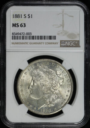 Obverse of this 1881-S Morgan Dollar NGC MS-63