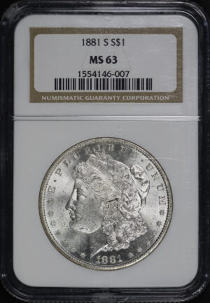 Obverse of this 1881-S Morgan Dollar NGC MS-63