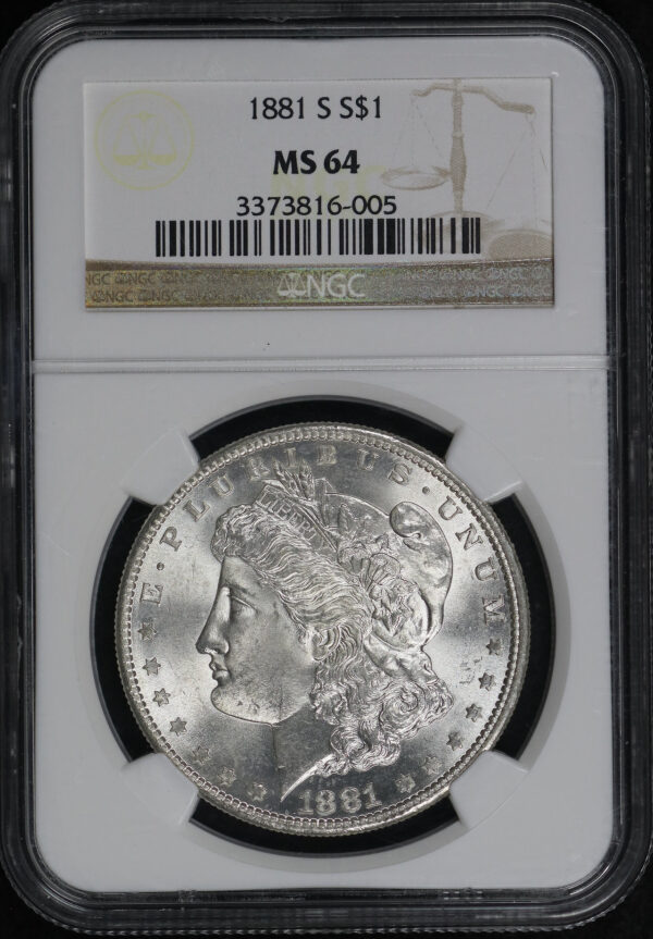 Obverse of this 1881-S Morgan Dollar NGC MS-64