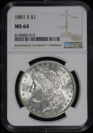 Obverse of this 1881-S Morgan Dollar NGC MS-64