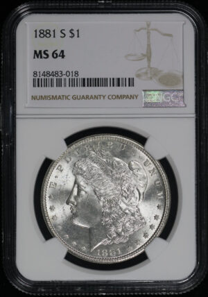Obverse of this 1881-S Morgan Dollar NGC MS-64
