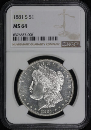 Obverse of this 1881-S Morgan Dollar NGC MS-64