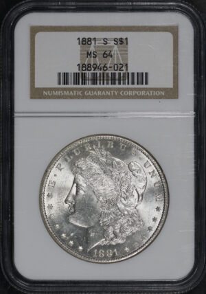 Obverse of this 1881-S Morgan Dollar NGC MS-64
