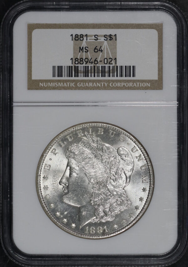 Obverse of this 1881-S Morgan Dollar NGC MS-64
