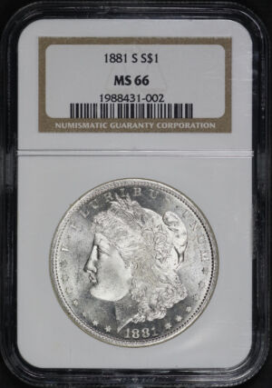 Obverse of this 1881-S Morgan Dollar NGC MS-66