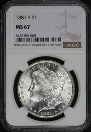 Obverse of this 1881-S Morgan Dollar NGC MS-67