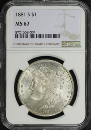 Obverse of this 1881-S Morgan Dollar NGC MS-67