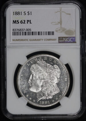 Obverse of this 1881-S Morgan Dollar NGC MS-62 PL