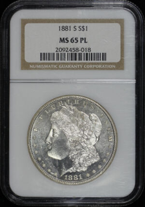 Obverse of this 1881-S Morgan Dollar NGC MS-65 PL