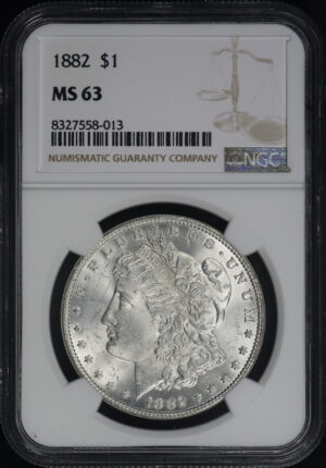 Obverse of this 1882 Morgan Dollar NGC MS-63
