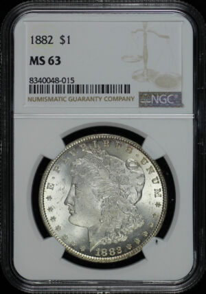Obverse of this 1882 Morgan Dollar NGC MS-63